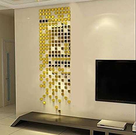 Set Oglinzi Design Patrat Oglinzi Decorative Acrilice 4/4 Gold 100 buc