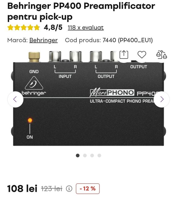 Pick-up platan dj Reloop RP-2000 USB MK2 + capac +preamplificator