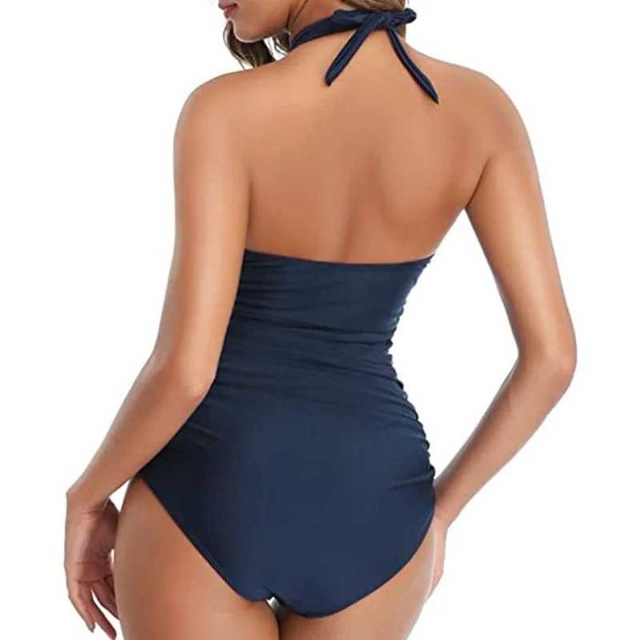 НОВО! Прекрасен цял бански костюм в тъмносиньо