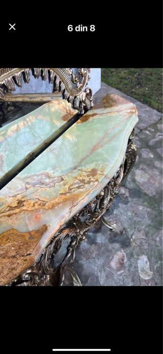 Consola bronz cu blat onix si oglinda !