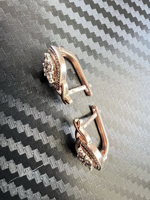 Нов Уникални обеци от 14k руско злато 585 с диаманти