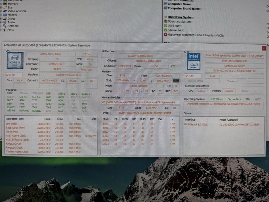 Pc / unitate i3-8100 8gb 128gb nvme