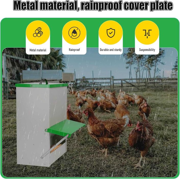 Автоматична хранилка за птици, 11 кг храна, метална с капак