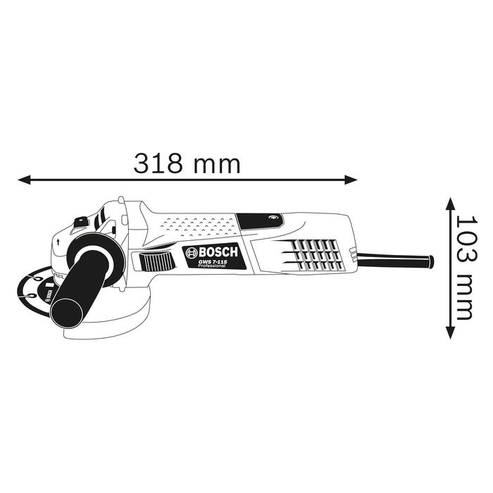 ПРОМО Нов 2г Гаранция Ъглошлайф BOSCH GWS 7-115 E, 720W, ф115мм (0601388203), Champion-мотор, Директно охлаждане