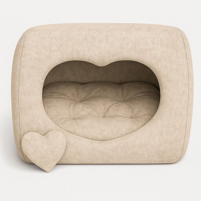 Удобно легълце сърце за любимци MELANI (Beige - Светлобежово Къщичка)
