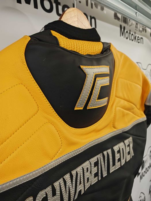 Costum moto piele dama cu cocoasa Schwabenleder marime M
