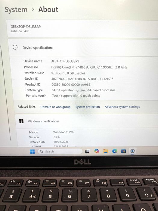 Laptop Dell Latitude 5400, 1TB SSD/16GB RAM, Intel Core i7-8665U, Touchscreen!