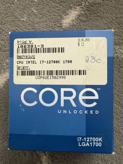 Процесор Intel core i7 12700k  LGA1700 cores-12