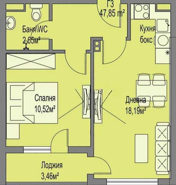 Продава се Двустаен апартамент в Бургас, Меден рудник - зона А - 51 кв.м за 1008 €/кв.м - Снимка #1