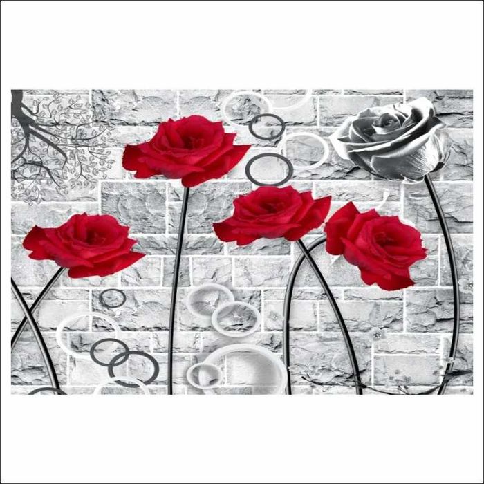 Fototapet „Trandafiri Roșii și Argintii”