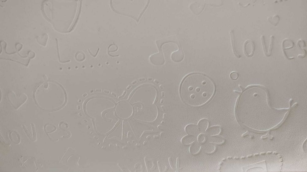 Geanta albă-perlă cu imprimeuri in relief de soare, love pentru fete L35cm, h25cm