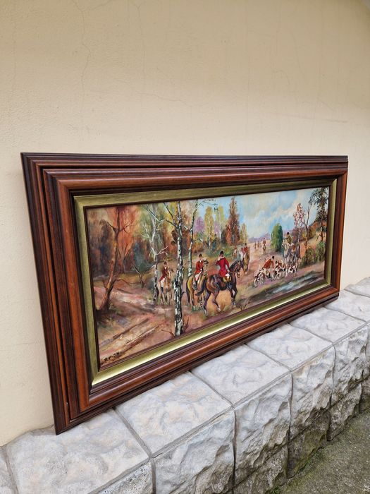 Топ - Уникална голяма антикварна авторска картина масло върху платно