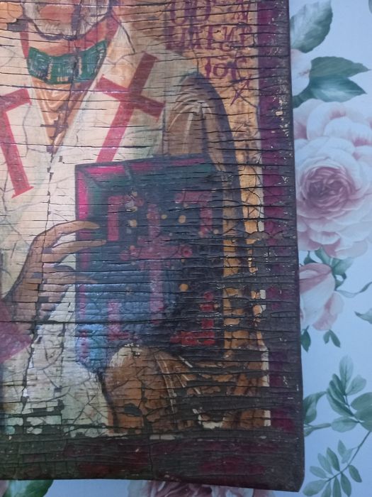 Icoana bizantina pictata pe lemn foarte veche