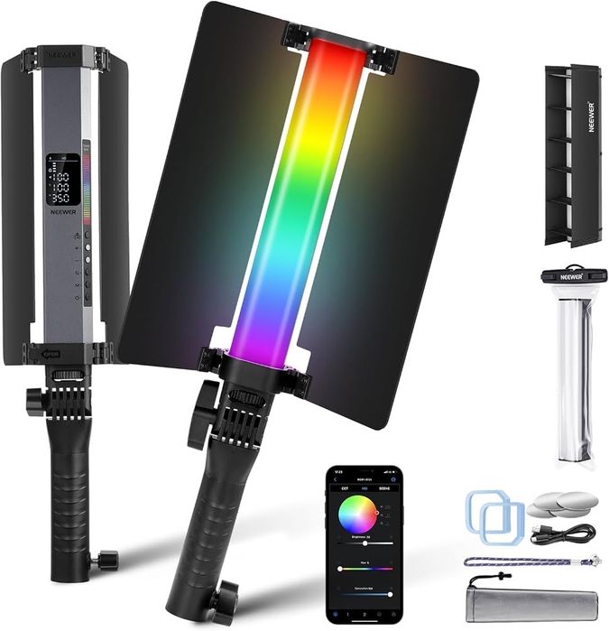 RGB1 RGB LED видео лампа 10W, 6400mAh, CRI98+, APP, 17 ефекта