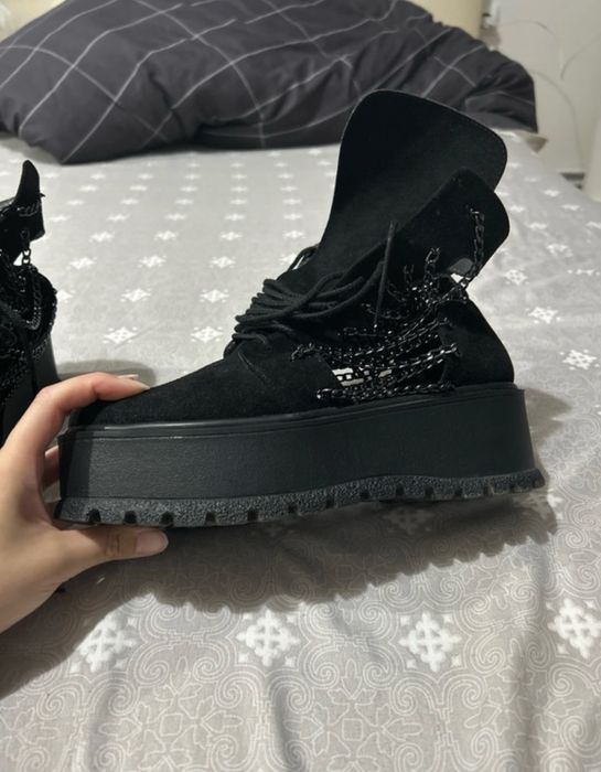 Ghete/Bocanci cu platforma de vara Fashion talpa groasa si lant decorativ marime 37