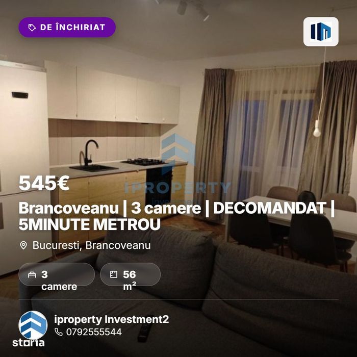 Brancoveanu | 3 camere | DECOMANDAT | 5MINUTE METROU