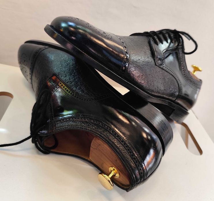 Pantofi de lux 44 44.5 lucrati manual MORESCHI NOI piele naturala moal