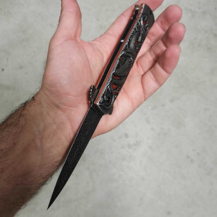 Сгъваем нож Dark Fantasy Dragon клипс и пружинно асистирано отваряне