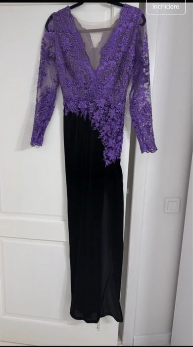 Rochie catifea si dantela