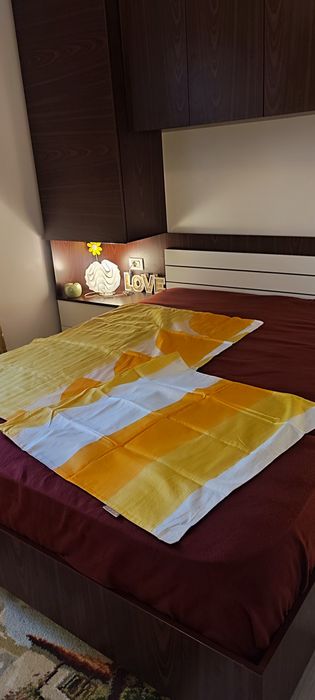 Lenjerie de pat din bumbac satinat 100%, imprimeu geometric, nou
