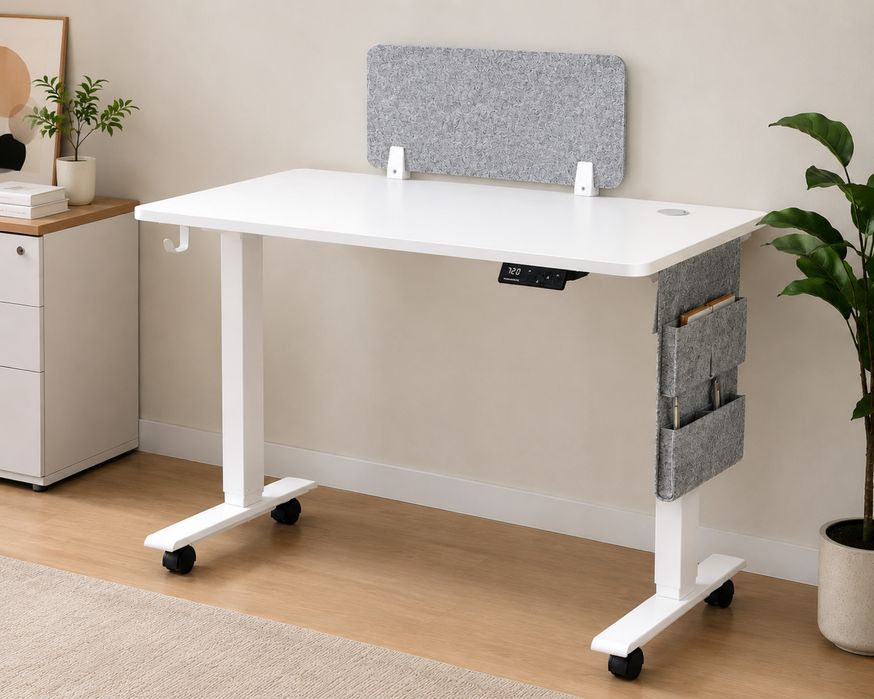 Birou electric reglabil pe înălțime MAIDESITE SN1-100, alb, Standing Desk, nou