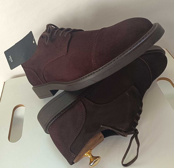 Pantofi derby 41 cap toe suede MANGO NOI piele naturala moale