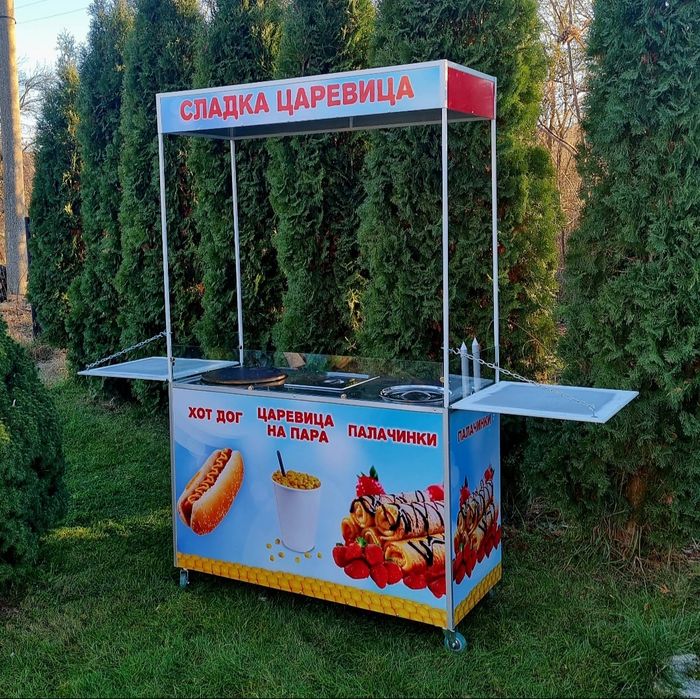 Комбинирана количка за царевица на пара,  хот дог и палачинки