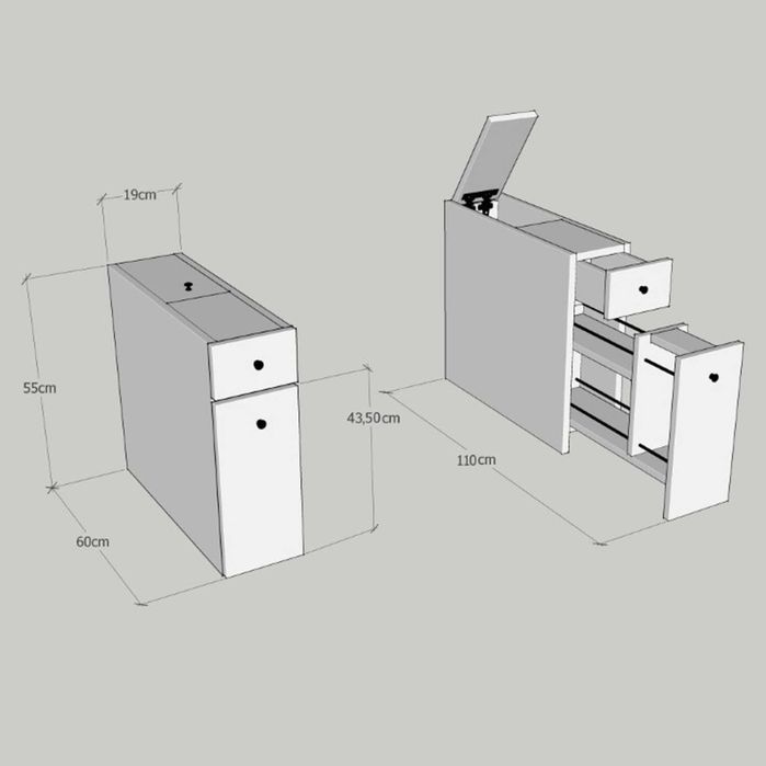 Практичен шкаф за баня HM9424 в 3 различни цвята