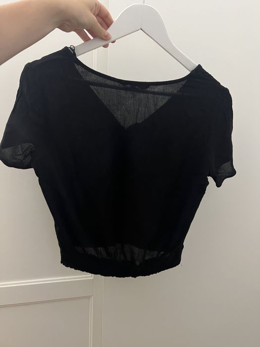 Camasa top negru subtire C&A tricou vara decolteu in V  Xs/S