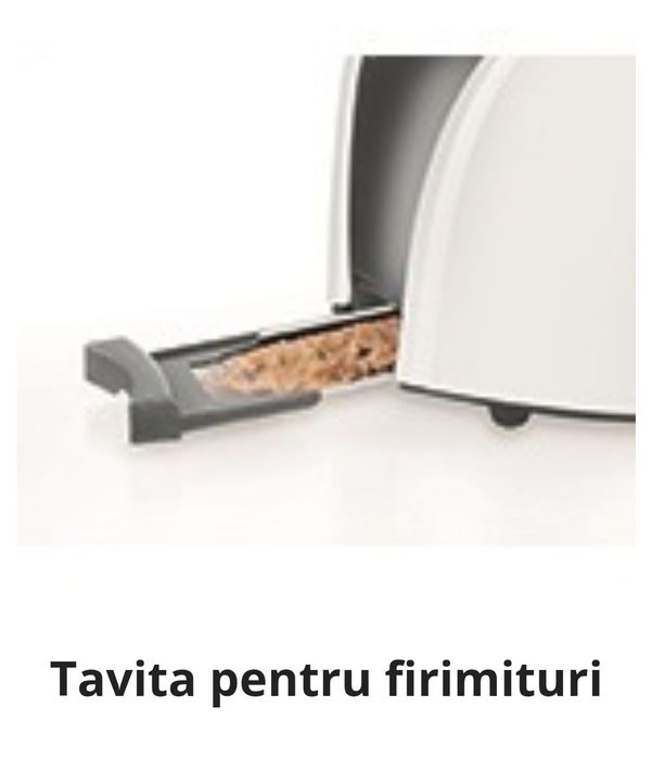 Prajitor de paine Bosch TAT6101, 900 W, 2 felii, 6 setari, Alb