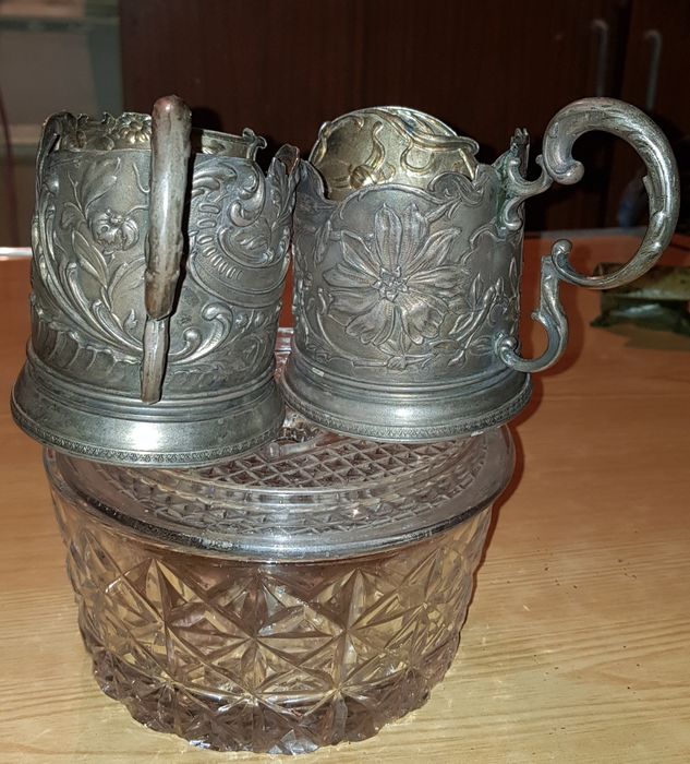 Антикварные Подстаканники. Серебро 84 пробы. Цена за пару 2 штук
