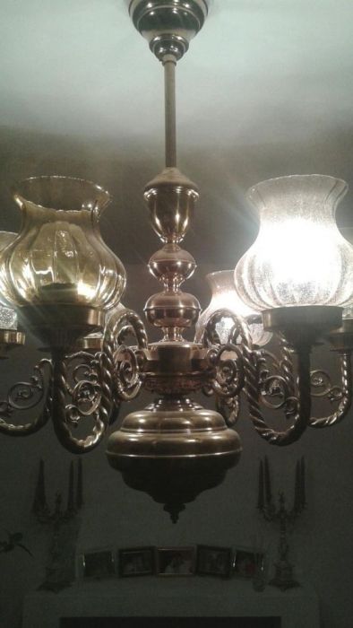 Candelabru-lustra din alama cu 6 brate