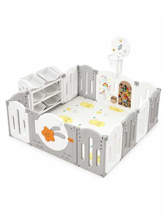 Детский игровой манеж HDPE с баскетбольным кольцом 150×150×60 см.ch9