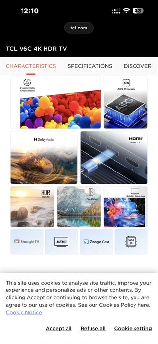 Tcl 55 V6C googl tv 2025 new