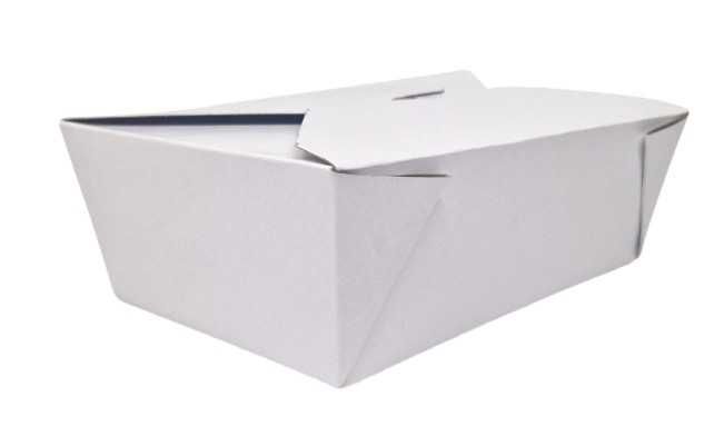 Set 50 buc cutii/meniu/caserole carton alb/gri duplex, fast-food, delivery, 1200cc, 190x120x62 mm