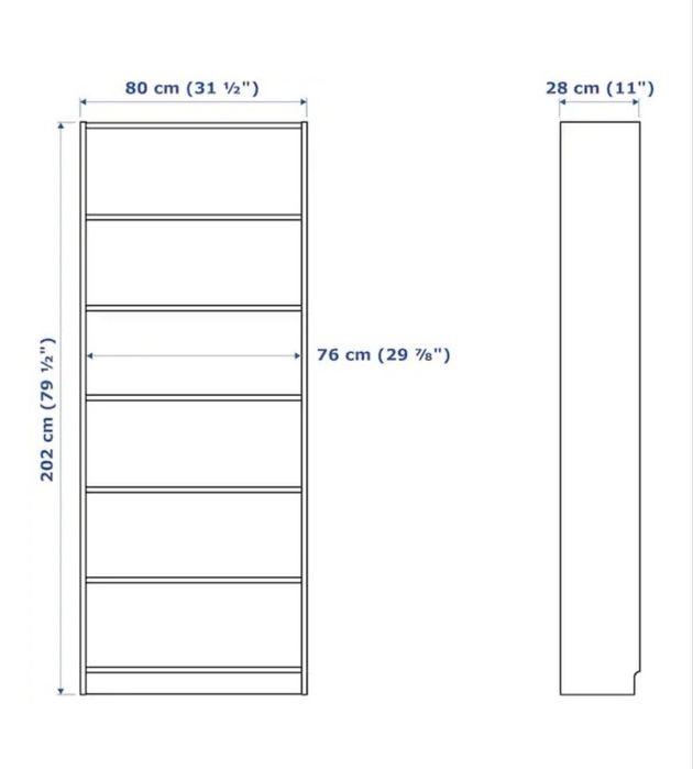 Стеллаж IKEA BILLY (Билли) 80×28×202 см, белый