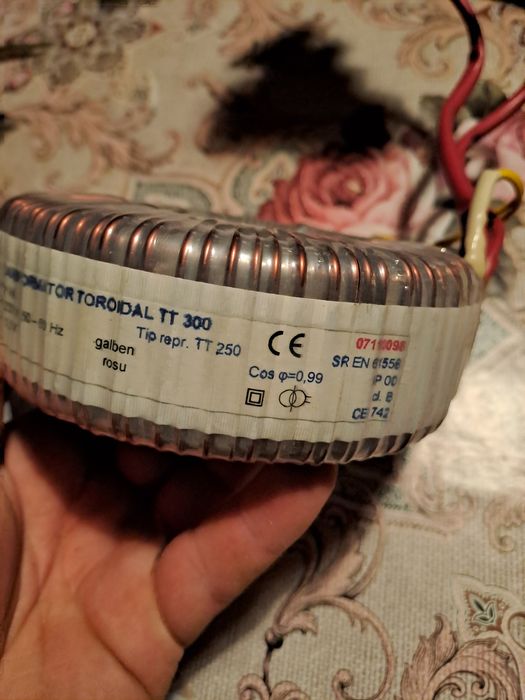 Transformator Curent Tensiune Toroidal 220 V la 12 V 11,5  Romtoroid TT 300  Made in Romania putere 300 VA