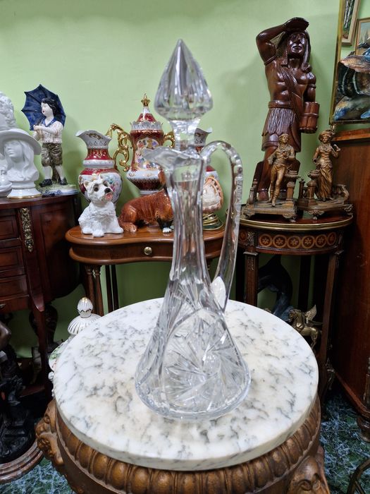 Уникална антикварна чешка кристална гарафа Бохемия Bochemia