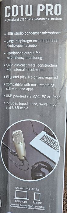 Студийный микрофон. Samson C01U Pro USB микрофон  для стрима, игр