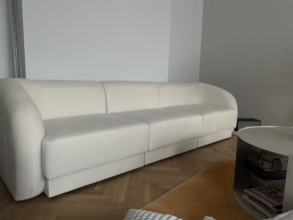 Canapea bej cu tapițerie din catifea 259 cm Miley - Micadoni Home