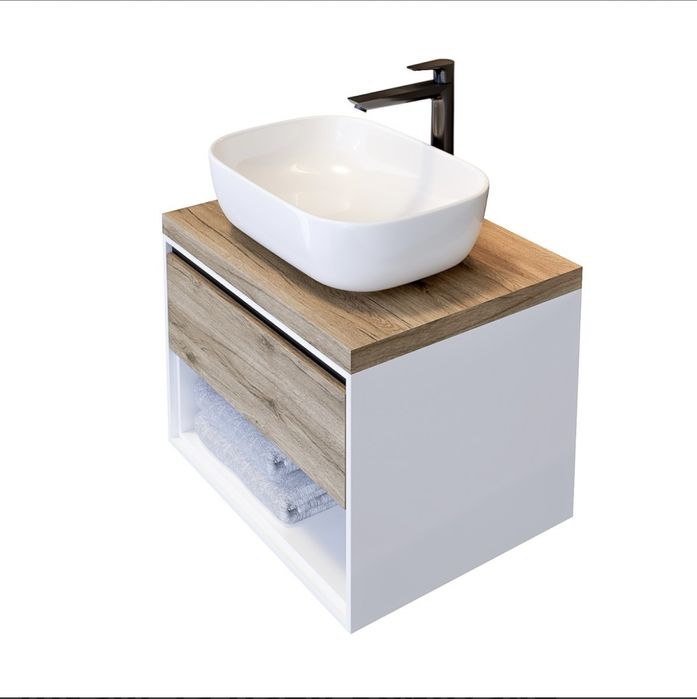 Долен шкаф за баня с мивка 80 см