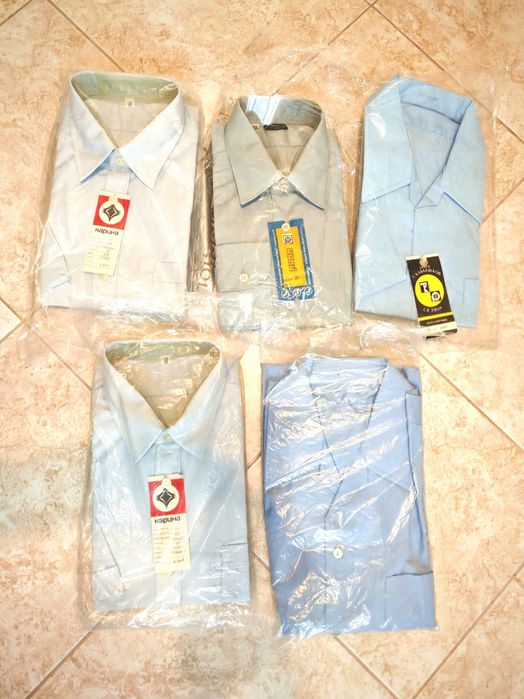 Пет Чисто Нови Оригинални Български Мъжки Соц Ризи 1980те г.
