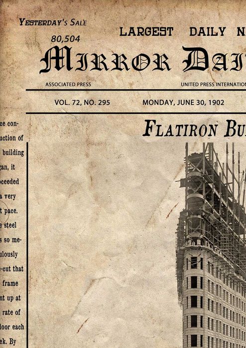 Манхатън Ню Йорк Флатайрън Билдинг Небостъргач вестник постер плакат