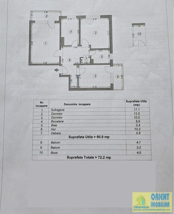 Vând apartament cu 3 camere