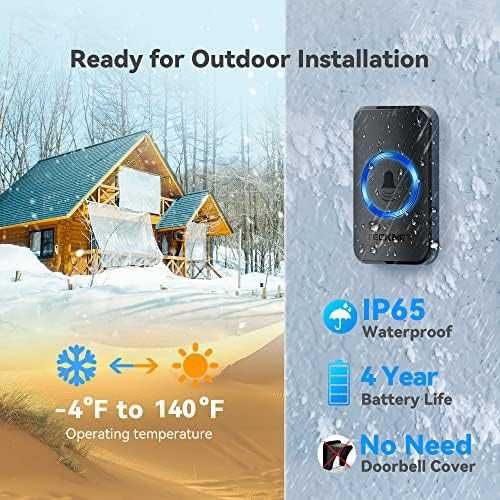 TECKNET безжичен звънец 400 м с 60 мелодии водоустойчив