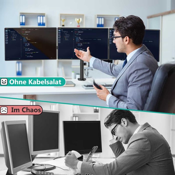 Suport 3 monitoare WALI M003S, 13-27", VESA 75/100