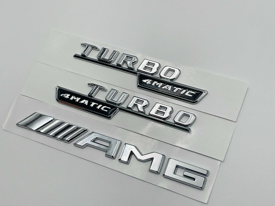 Set Embleme Compatibile Mercedes turbo 4matic AMG crom