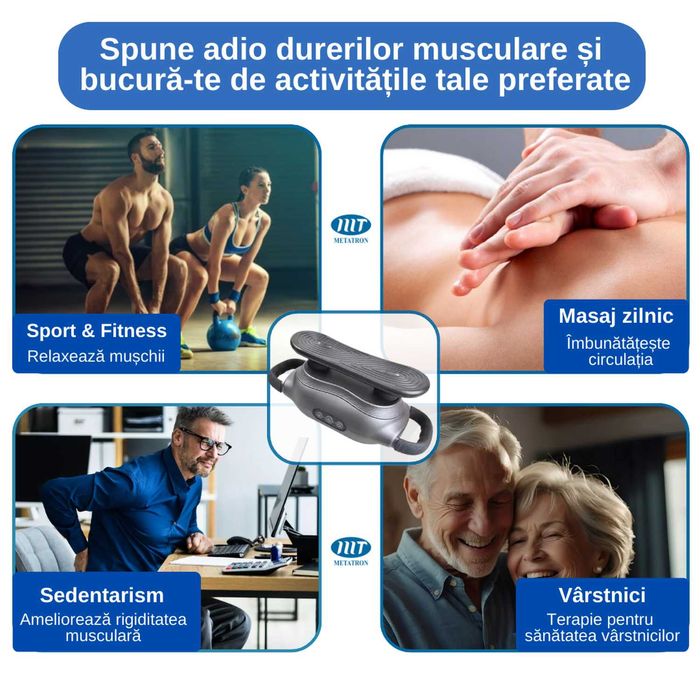 Aparat electric de masaj cu vibratii, multifunctional, 3 capete, 3 moduri, 3 viteze, pentru relaxare tonifiere recuperare si antistres