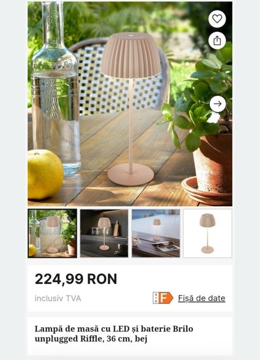 Lampa de Lumina pentru cina. pe USB c reincarcabila tine 24 h c noua in cutie