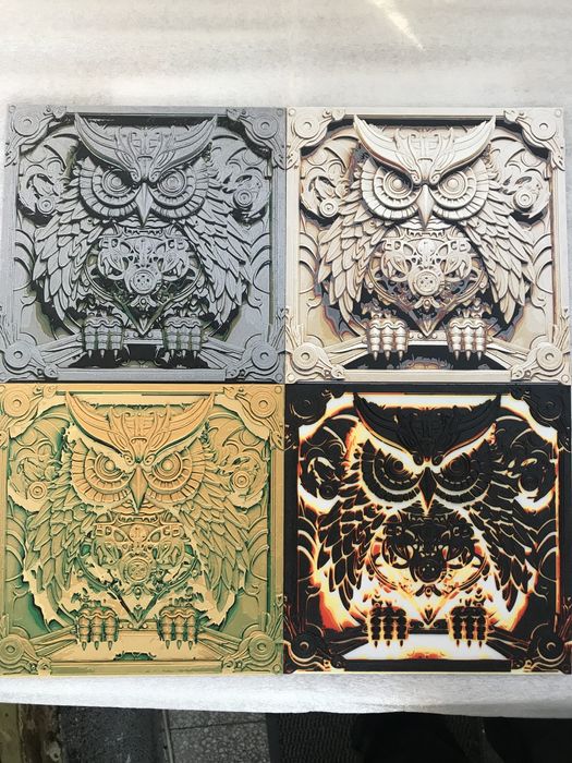 Hueforge детайлен цветен 3д печат Механичен Бухал